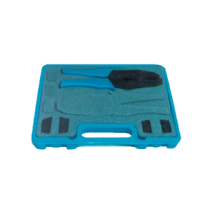 kit de pinzas (rfa 4005 20) con 2 juegos de mordazas (rfa 4005 01 y rfa 4005 02) para instalar conectores de anillo plegable, incluye estuche de plástico