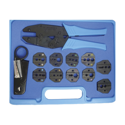 kit en estuche de plástico con 10 muelas para instalar conectores en cables coaxiales, pinzas rfa 4005 20 y desforradoras de cable. kit en estuche de plástico con 10 muelas para instalar conectores en cables coaxiales, pinzas rfa 4005 20 y desforradoras de cable.