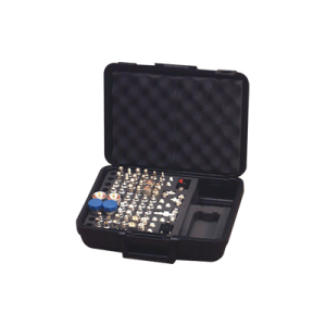 mega kit de adaptadores unidapt de 70 piezas, en conjunto todos los del rfa 4019 y rfa 4023 01 en un solo estuche con bisagras