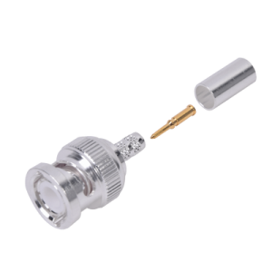conector bnc macho de anillo plegable para cable lp 142, lp 195, lmr 195, rg 58/u, rg 142/u, plata/oro/teflón.