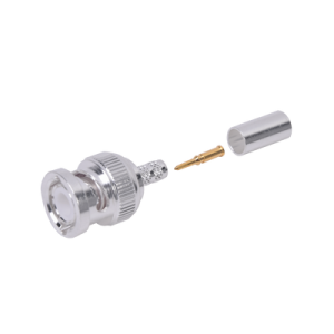 conector bnc macho de anillo plegable para cable lmr 195, rg 58/u, rg 142, níquel/ oro/ teflón.