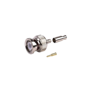 conector bnc macho de anillo plegable para cables rg 174/u, 8216, niquel/ oro/ teflón.