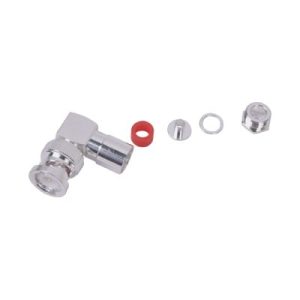 conector bnc macho en Ángulo recto de rosca para lp 195, lp 142, lmr 195, rg 58/u, rg 142/u, plata/oro/teflón.