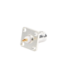 conector bnc hembra para chasis, 4 perforaciones con 12.7 mm, plata/ oro/ teflón.