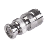 adaptador en linea para 50 ohm, conector bnc macho uhf hembra (so 239), níquel/ oro/ delrin.