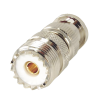 adaptador en linea para 50 ohm, conector bnc macho uhf hembra (so 239), níquel/ oro/ delrin.