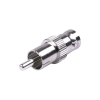 adaptador de bnc hembra a rca macho en 50 ohm para fono, uso en aplicaciones de audio video, níquel/ plata/ delrin.