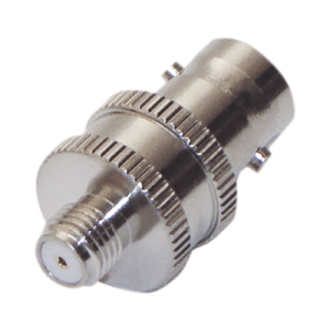 adaptador en línea de conector bnc hembra a sma hembra corto / celulares motorola, níquel/ oro/ teflón.