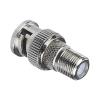 adaptador en linea para video, de conector bnc macho a f hembra, 50 ohm, níquel/oro/teflón.