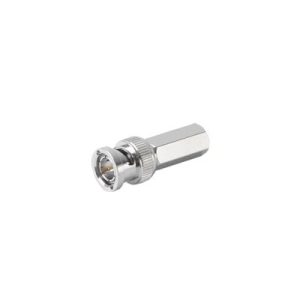 conector bnc macho de ensamble roscable (hex.) en sentido de las manecillas de reloj para cable coaxial rg 59/u, níquel/ oro/ delrin.