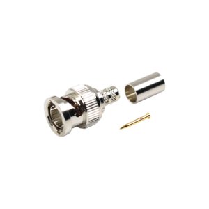 conector bnc macho en 75 ohm, de anillo plegable para rg 59/u, níquel/ oro/ teflón.