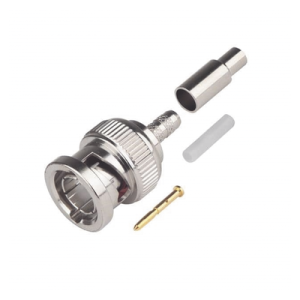 conector bnc macho de anillo plegable para cable coaxial rg 179/u, 75 ohm, níquel/ oro/ teflón.
