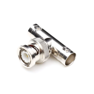 adaptador en t para 75 ohm de conector bnc macho a doble bnc hembra, níquel/ oro/ teflón.