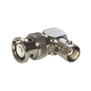 adaptador en Ángulo recto para 75 ohm, de conector bnc macho a bnc hembra (monitor), níquel/ oro/ teflón.
