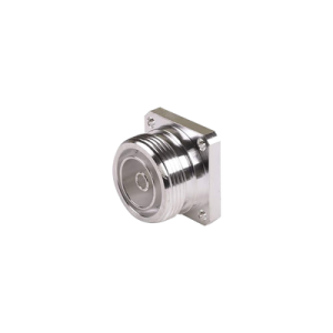 conector din 7 16 hembra, tipo flange de 4 hoyos para panel y copa soldable.