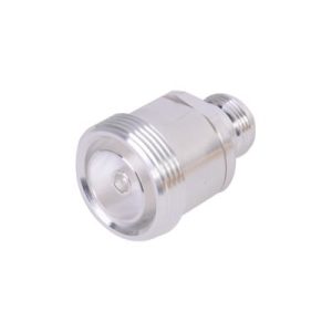 adaptador en línea de conector din 7 16 hembra a n hembra, plata / plata / teflón.