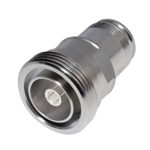 adaptador en línea de conector din 7 16 hembra a 4.3 10 hembra, bronce blanco/ plata/ teflón.