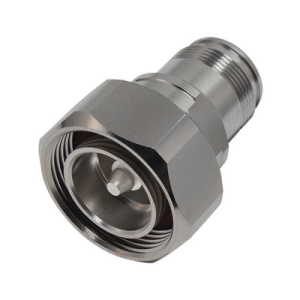 adaptador en línea de conector din 7 16 macho a 4.3 10 hembra, bronce blanco/ plata/ teflón.