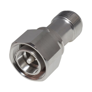 adaptador en línea de conector 4.3 10 macho a n hembra, bronce blanco/ plata/ teflón.