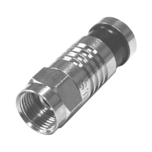 conector f macho plegado axial por compresión para rg 59/u, cuerpo en níquel y banda negra.