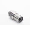 conector f macho, 75 ohm, plegable para cable rg 6/u sin pin, niquel/polietileno.
