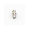adaptador barril para 75 ohm, de conector f hembra a f hembra, níquel/ estaño/ polietileno.