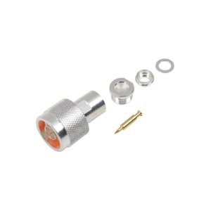 conector n macho de rosca para cables rg 8/x, lmr 240, belden 9258, plata / oro / teflón.