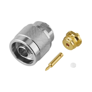 conector n macho, soldable directo en cable semi rígido de 0.085", cables el grupo sr1, níquel/ oro/ teflón.â€‹