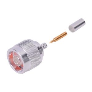 conector coaxial n macho de anillo plegable para cable rg 142/u, plata/ oro/ teflón.