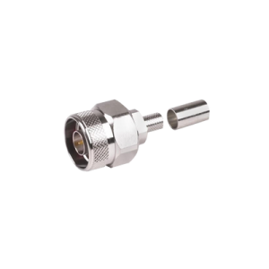conector n macho hex, de anillo plegable y pin cautivo para cables rg 8/x, lmr 240, ni/au/teflón.