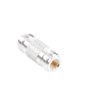 adaptador barril en linea para 50 ohm, de conector n hembra a n hembra, plata/ oro/ teflón.