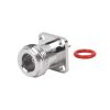 conector n hembra de montaje de panel con 4 perforaciones a 12.7 mm, soldable.