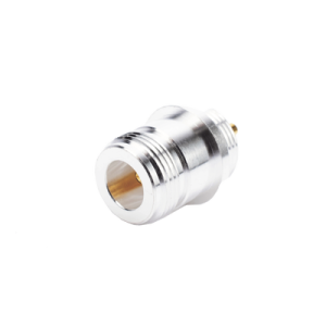 conector n hembra, para montaje frontal en panel, doble d plano, plata/ oro/ teflón.