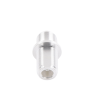 adaptador doble n hembra para chasis de montaje frontal en doble d plano y cuerpo plateado.