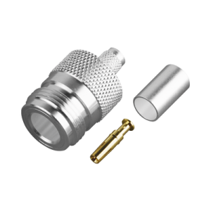 conector n hembra de anillo plegable para cable proflex ó grupo p, plata/ oro/ teflón.