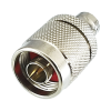 adaptador en línea de conector n macho a bnc hembra, plata/ oro/ teflón.