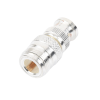 adaptador en linea para 50 ohm, de conector n hembra a bnc macho, plata /oro /teflón.