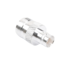 adaptador en línea, de conector n hembra a bnc hembra, plata/ oro/ teflón.