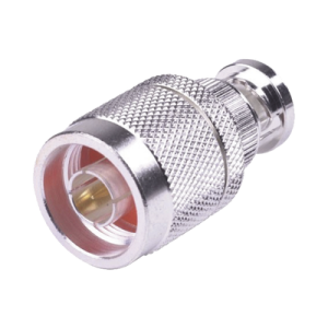 adaptador en línea, de conector n macho a bnc macho, plata/ oro/ teflón.
