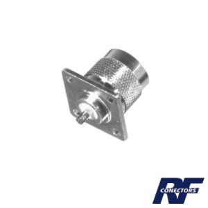 conector n macho, para montaje en panel con 4 perforaciones a 18 mm.