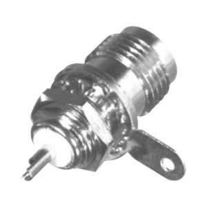 conector tnc hembra para chasis, montaje frontal d plano, becu soldable, níquel/ oro/ teflón.