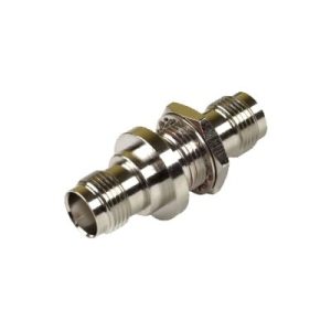 adaptador doble tnc hembra para chasis, montaje hermético con aro de goma y en tipo d plano, níquel/ oro/ teflón.