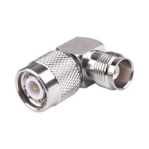 adaptador de tnc macho a tnc hembra en Ángulo recto, rohs compliant, níquel/ oro/ teflón.