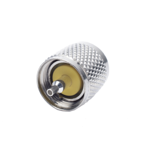 conector uhf macho (pl 259) de anillo plegable para cable coaxial rg 8/x, 9258, lmr 240, níquel/ plata/ baquelita.