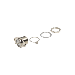 conector uhf hembra (so 239 2h) para chasis, doble perforación, conductor central soldable, níquel/ plata/ pbt.