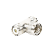 adaptador en forma t, de conector uhf macho (pl 259) a doble uhf hembra (so 239), níquel/ plata/ delrin.