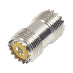 adaptador barril en línea, de conector uhf hembra (so 239) a uhf hembra (so 239), niquel/ plata/ dap.