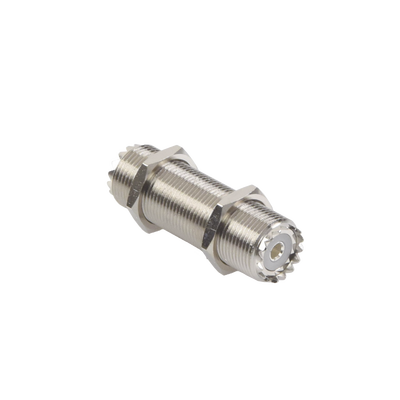 adaptador pasamuros de doble uhf hembra (so 239), montaje para panel con rosca estándar. adaptador pasamuros de doble uhf hembra (so 239), montaje para panel con rosca estándar.