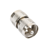 adaptador barril en línea, de conector uhf macho (pl 259) a uhf macho (pl 259), níquel/ plata/ teflón.