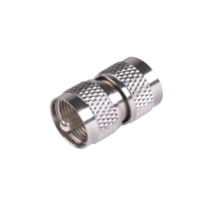 adaptador barril en línea, de conector uhf macho (pl 259) a uhf macho (pl 259), níquel/ plata/ teflón.